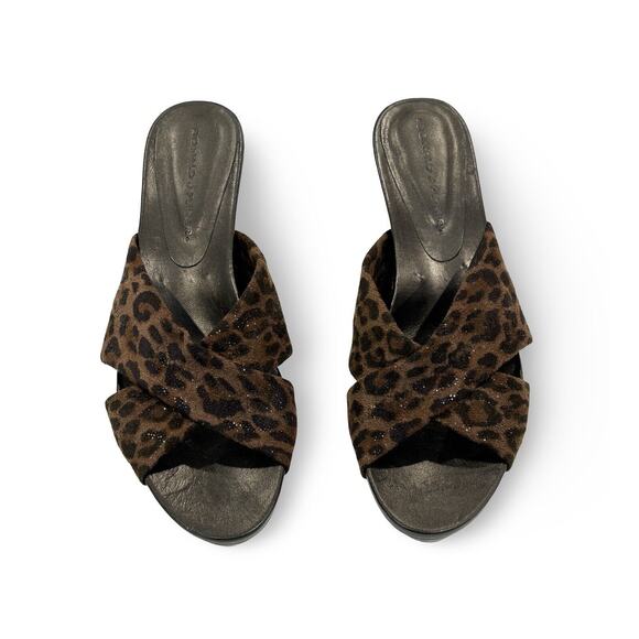 Donald J Pliner Leopard Print Stiletto Sandals Size 7.5 M Brown Suede Slide - Picture 3 of 8